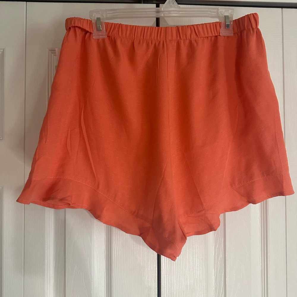 NEW•2X•Tangerine Dream Flowy Linen Style Shorts With Pockets - Picture 7 of 15